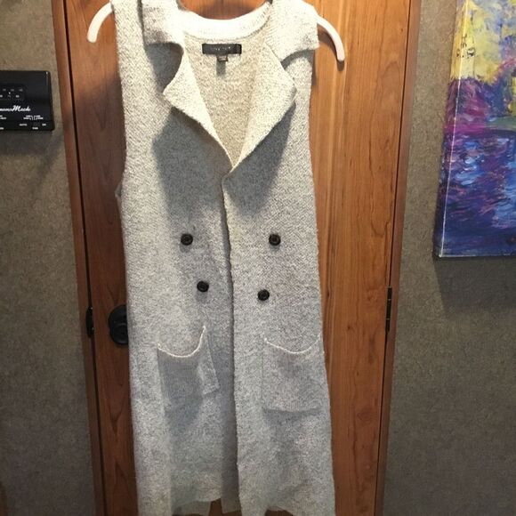 NWOT. Heathered Grey and Tan Soft Knit Duster Women’s Size M from Love Tree - Picture 2 of 10